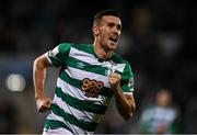 15 October 2021; Aaron Greene of Shamrock Rovers celebrates after scoring his side's second goal during the SSE Airtricity League Premier Division match between Shamrock Rovers and Sligo Rovers at Tallaght Stadium in Dublin. Photo by Seb Daly/Sportsfile