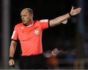 15 October 2021; Referee Graham Kelly during the SSE Airtricity League Premier Division match between Waterford and Finn Harps at the RSC in Waterford. Photo by Michael P Ryan/Sportsfile
