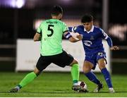 15 October 2021; Phoenix Patterson of Waterford in action against David Webster of Finn Harps during the SSE Airtricity League Premier Division match between Waterford and Finn Harps at the RSC in Waterford. Photo by Michael P Ryan/Sportsfile
