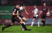 15 October 2021; David McMillan of Dundalk in action against Rob Cornwall of Bohemians during the SSE Airtricity League Premier Division match between Bohemians and Dundalk at Dalymount Park in Dublin. Photo by Ben McShane/Sportsfile