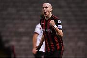 15 October 2021; Georgie Kelly of Bohemians celebrates after scoring his side's first goal, a penalty, during the SSE Airtricity League Premier Division match between Bohemians and Dundalk at Dalymount Park in Dublin. Photo by Ben McShane/Sportsfile