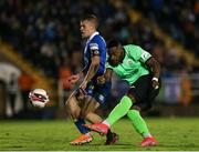 15 October 2021; Babatunde Owolabi of Finn Harps has a shot on goal during the SSE Airtricity League Premier Division match between Waterford and Finn Harps at the RSC in Waterford. Photo by Michael P Ryan/Sportsfile