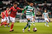 15 October 2021; Danny Mandroiu of Shamrock Rovers in action against Adam McDonnell of Sligo Rovers during the SSE Airtricity League Premier Division match between Shamrock Rovers and Sligo Rovers at Tallaght Stadium in Dublin. Photo by Seb Daly/Sportsfile