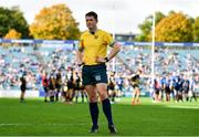 9 October 2021; Referee Sam Grove-White looks at the big screen during a TMO Review during the United Rugby Championship match between Leinster and Zebre at RDS Arena in Dublin. Photo by Sam Barnes/Sportsfile