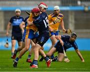 16 October 2021; Donal Ryan of Na Fianna is tackled by Joe McManus of St Judes during the Go Ahead Dublin County Senior Club Hurling Championship quarter-final match between Na Fianna and St Jude's at Parnell Park in Dublin. Photo by Eóin Noonan/Sportsfile