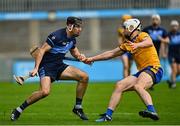 16 October 2021; Danny Sutcliffe of St Judes in action against Liam Rushe of Na Fianna during the Go Ahead Dublin County Senior Club Hurling Championship quarter-final match between Na Fianna and St Jude's at Parnell Park in Dublin. Photo by Eóin Noonan/Sportsfile