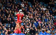 16 October 2021; Spectators during the United Rugby Championship match between Leinster and Scarlets at the RDS Arena in Dublin. Photo by Seb Daly/Sportsfile