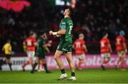 16 October 2021; Tiernan O’Halloran of Connacht celebrates his side's second try, scored by Jack Carty, during the United Rugby Championship match between Munster and Connacht at Thomond Park in Limerick. Photo by David Fitzgerald/Sportsfile