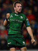 16 October 2021; Jack Carty of Connacht celebrates scoring his side's second try during the United Rugby Championship match between Munster and Connacht at Thomond Park in Limerick. Photo by Piaras Ó Mídheach/Sportsfile