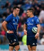 16 October 2021; James Ryan and Jonathan Sexton of Leinster during the United Rugby Championship match between Leinster and Scarlets at the RDS Arena in Dublin. Photo by Harry Murphy/Sportsfile