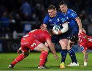 16 October 2021; Tadhg Furlong of Leinster in action against Samson Lee of Scarlets during the United Rugby Championship match between Leinster and Scarlets at the RDS Arena in Dublin. Photo by Seb Daly/Sportsfile