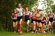 17 October 2021; Aoife Kilgallon of Sligo AC, Sligo, competing in the Senior Women's 6000m leads the field during the Autumn Open International Cross Country at the Sport Ireland Campus in Dublin. Photo by Sam Barnes/Sportsfile
