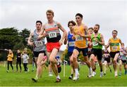 17 October 2021; Paul O'Donnell of Dundrum South Dublin AC, Dundrum, 154, Tom Mortimer, 137, and Darragh McElhinney of UCD AC, Dublin, 162, competing in the Senior Men's 7500m during the Autumn Open International Cross Country at the Sport Ireland Campus in Dublin. Photo by Sam Barnes/Sportsfile
