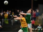 17 October 2021; Ronan Kennedy of Mohill in action against Matthew Murphy of Ballinamore during the Leitrim County Senior Club Football Championship Final match between Mohill and Ballinamore at Páirc Seán Mac Diarmada in Carrick-On-Shannon, Leitrim. Photo by David Fitzgerald/Sportsfile