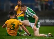 17 October 2021; Keith Beirne of Mohill gestures towards Oisín McCaffrey of Ballinamore after kicking a point during the Leitrim County Senior Club Football Championship Final match between Mohill and Ballinamore at Páirc Seán Mac Diarmada in Carrick-On-Shannon, Leitrim. Photo by David Fitzgerald/Sportsfile