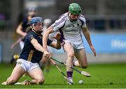17 October 2021; Fergal Whitely of Kilmacud Crokes is tackled by Cillian Hayes of St Oliver Plunkett Eoghan Ruadh during the Go Ahead Dublin County Senior Club Hurling Championship Quarter-Final match between Kilmacud Crokes and St Oliver Plunkett's Eoghan Rua at Parnell Park in Dublin. Photo by Piaras Ó Mídheach/Sportsfile