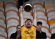 17 October 2021; Ballinamore captain Dean McGovern lifts the cup after the Leitrim County Senior Club Football Championship Final match between Mohill and Ballinamore at Páirc Seán Mac Diarmada in Carrick-On-Shannon, Leitrim. Photo by David Fitzgerald/Sportsfile