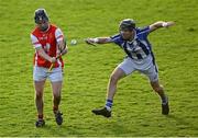 17 October 2021; Cillian Sheanon of Cuala in action against David O'Connor of Ballyboden St Enda's during the Go Ahead Dublin County Senior Club Hurling Championship Quarter-Final match between Ballyboden St Enda's and Cuala at Parnell Park in Dublin. Photo by Piaras Ó Mídheach/Sportsfile
