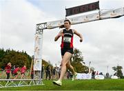 17 October 2021; Roisin O'Reilly of Menapians AC, Wexford, crosses the line to finish third in the Junior Women's 4500m during the Autumn Open International Cross Country at the Sport Ireland Campus in Dublin. Photo by Sam Barnes/Sportsfile