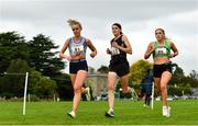 17 October 2021; Athletes, from left, Meghan Ryan of Dundrum South Dublin AC, Nakita Burke of Letterkenny AC, Donegal, and Carla Sweeney of Rathfarnham WSAF AC, Dublin, competing in the Senior Women's 6000m during the Autumn Open International Cross Country at the Sport Ireland Campus in Dublin. Photo by Sam Barnes/Sportsfile