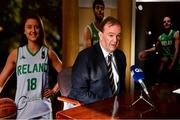 18 October 2021; John Feehan speaks to the media at the National Basketball Arena in Dublin after being announced as the new CEO of Basketball Ireland. Photo by Sam Barnes/Sportsfile
