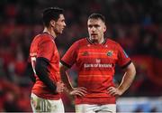 16 October 2021; Rory Scannell, right, and Joey Carbery of Munster during the United Rugby Championship match between Munster and Connacht at Thomond Park in Limerick. Photo by David Fitzgerald/Sportsfile