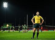 16 October 2021; Referee Chris Busby during the United Rugby Championship match between Munster and Connacht at Thomond Park in Limerick. Photo by David Fitzgerald/Sportsfile