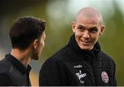 18 October 2021; Georgie Kelly of Bohemians, right, before his side's SSE Airtricity League Premier Division match against Shamrock Rovers at Tallaght Stadium in Dublin. Photo by Seb Daly/Sportsfile