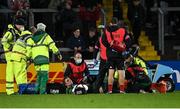 16 October 2021; Cian Prendergast of Connacht receives medical attention for an injury before being substituted during the United Rugby Championship match between Munster and Connacht at Thomond Park in Limerick. Photo by Piaras Ó Mídheach/Sportsfile