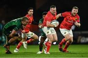 16 October 2021; Dave Kilcoyne of Munster is tackled by Bundee Aki of Connacht during the United Rugby Championship match between Munster and Connacht at Thomond Park in Limerick. Photo by Piaras Ó Mídheach/Sportsfile