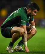 16 October 2021; Tiernan O’Halloran of Connacht takes a breather during the United Rugby Championship match between Munster and Connacht at Thomond Park in Limerick. Photo by Piaras Ó Mídheach/Sportsfile