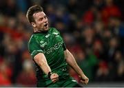 16 October 2021; Jack Carty of Connacht celebrates scoring his side's second try during the United Rugby Championship match between Munster and Connacht at Thomond Park in Limerick. Photo by Piaras Ó Mídheach/Sportsfile