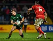 16 October 2021; John Porch of Connacht is tackled by Peter O'Mahony of Munster during the United Rugby Championship match between Munster and Connacht at Thomond Park in Limerick. Photo by Piaras Ó Mídheach/Sportsfile