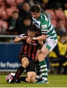 18 October 2021; Keith Buckley of Bohemians in action against Ronan Finn of Shamrock Rovers during the SSE Airtricity League Premier Division match between Shamrock Rovers and Bohemians at Tallaght Stadium in Dublin. Photo by Stephen McCarthy/Sportsfile
