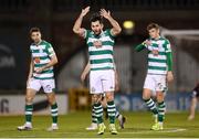 18 October 2021; Richie Towell of Shamrock Rovers encourages the supporters after scoring his side's first goal during the SSE Airtricity League Premier Division match between Shamrock Rovers and Bohemians at Tallaght Stadium in Dublin. Photo by Stephen McCarthy/Sportsfile