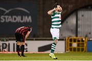18 October 2021; Richie Towell of Shamrock Rovers celebrates after scoring his side's first goal during the SSE Airtricity League Premier Division match between Shamrock Rovers and Bohemians at Tallaght Stadium in Dublin. Photo by Stephen McCarthy/Sportsfile