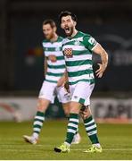 18 October 2021; Richie Towell of Shamrock Rovers celebrates after scoring his side's first goal during the SSE Airtricity League Premier Division match between Shamrock Rovers and Bohemians at Tallaght Stadium in Dublin. Photo by Stephen McCarthy/Sportsfile
