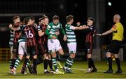 18 October 2021; Players of both sides tussle during the SSE Airtricity League Premier Division match between Shamrock Rovers and Bohemians at Tallaght Stadium in Dublin. Photo by Stephen McCarthy/Sportsfile