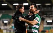 18 October 2021; Shamrock Rovers manager Stephen Bradley and Richie Towell after their side's drawn SSE Airtricity League Premier Division match between Shamrock Rovers and Bohemians at Tallaght Stadium in Dublin. Photo by Seb Daly/Sportsfile