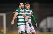 18 October 2021; Richie Towell, left, and Dylan Watts of Shamrock Rovers after the SSE Airtricity League Premier Division match between Shamrock Rovers and Bohemians at Tallaght Stadium in Dublin. Photo by Stephen McCarthy/Sportsfile
