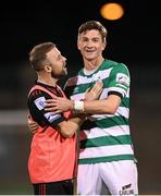 18 October 2021; Ronan Finn of Shamrock Rovers with Keith Ward of Bohemians after the SSE Airtricity League Premier Division match between Shamrock Rovers and Bohemians at Tallaght Stadium in Dublin. Photo by Stephen McCarthy/Sportsfile