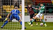 18 October 2021; Keith Ward of Bohemians in action against Sean Gannon of Shamrock Rovers during the SSE Airtricity League Premier Division match between Shamrock Rovers and Bohemians at Tallaght Stadium in Dublin. Photo by Seb Daly/Sportsfile