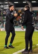 18 October 2021; Roberto Lopes of Shamrock Rovers, left, and manager Stephen Bradley after the SSE Airtricity League Premier Division match between Shamrock Rovers and Bohemians at Tallaght Stadium in Dublin. Photo by Seb Daly/Sportsfile