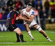 15 October 2021; David McCann of Ulster in action against Andre Warner of Emirates Lions during the United Rugby Championship match between Ulster and Emirates Lions at Kingspan Stadium in Belfast. Photo by Ramsey Cardy/Sportsfile