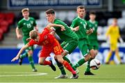 19 October 2021; Rhys Thomas of Wales in action against Aidan Cannon of Republic of Ireland during the Victory Shield match between Wales and Republic of Ireland at Seaview in Belfast. Photo by Ramsey Cardy/Sportsfile