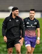 19 October 2021; Damian de Allende, left, and Conor Murray during Munster rugby squad training at the University of Limerick in Limerick. Photo by Sam Barnes/Sportsfile