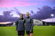 19 October 2021; Saoirse Noonan, right, and Jamie Finn during a Republic of Ireland training session at the FAI National Training Centre in Abbotstown, Dublin. Photo by Stephen McCarthy/Sportsfile