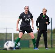 19 October 2021; Louise Quinn and manager Vera Pauw during a Republic of Ireland training session at the FAI National Training Centre in Abbotstown, Dublin. Photo by Stephen McCarthy/Sportsfile