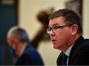 20 October 2021; Ard Stiúrthóir of the GAA Tom Ryan during the Special Congress Media Briefing at the GAA Museum at Croke Park in Dublin. Photo by David Fitzgerald/Sportsfile