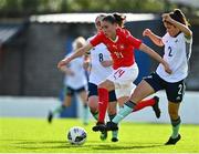 20 October 2021; Smilla Vallotto of Switzerland in action against Sarah Jane McMaster of Northern Ireland during the UEFA Women's U19 Championship Qualifier match between Switzerland and Northern Ireland at Jackman Park in Limerick. Photo by Eóin Noonan/Sportsfile